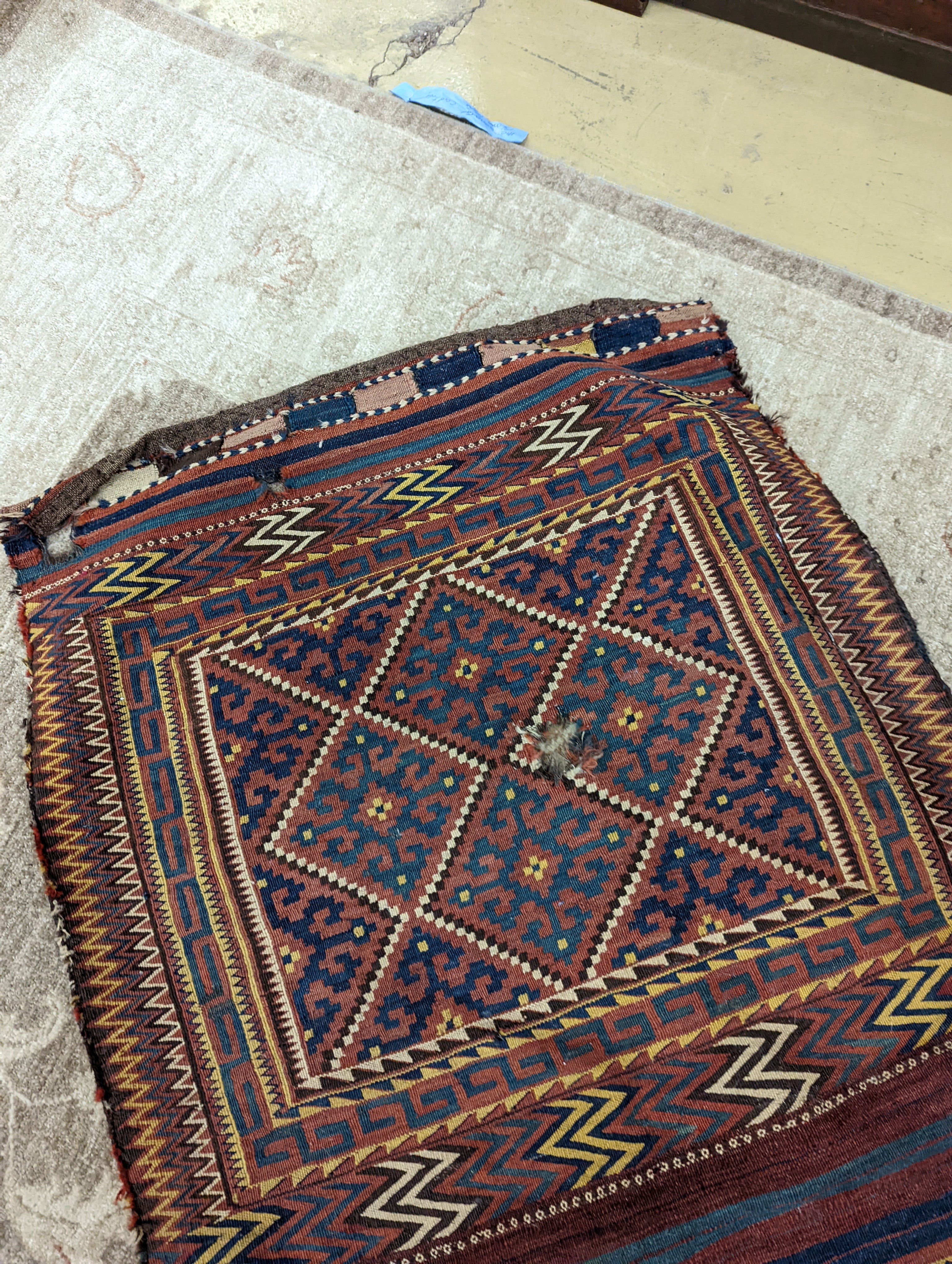 An Afghan Kelim bag/wall hanging, 280 x 78cm